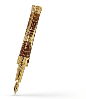 Перьевая ручка S.T. Dupont Shoot the Moon, золото, китайский лак, янтарный  C41005N