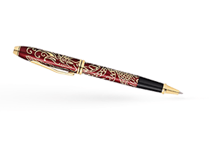 Чернильная ручка Cross ювелирная латунь, отделка - красный лак, позолота  AT0045-45