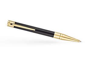 Шариковая ручка S.T. Dupont D-Initial, позолота, черный лак  265202
