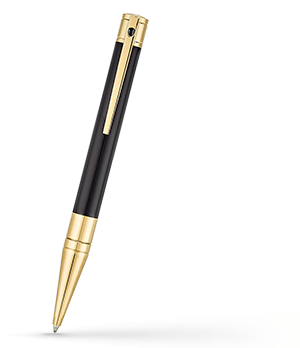 Шариковая ручка S.T. Dupont D-Initial, позолота, черный лак  265202