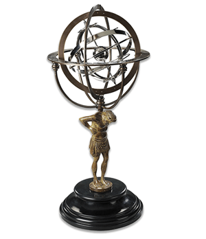 Глобус Authentic Models 18th Атлас несущий Вселенную, серебряные кольца  GL051