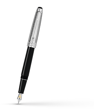 Перьевая ручка Montblanc драгоценная черная смола, колпачок с платиновым на  118077