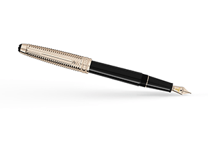 Перьевая ручка Montblanc драгоценная черная смола, колпачок с золотым напыл  118081