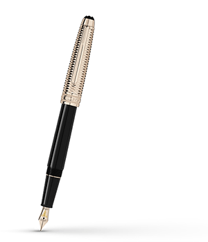 Перьевая ручка Montblanc драгоценная черная смола, колпачок с золотым напыл  118092