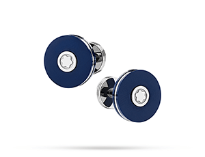 Запонки Montblanc нержавеющая сталь, синяя драгоценная смола, размер  123812