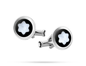 Запонки Montblanc нержавеющая сталь, перламутр, застежка зажим, разм  123810