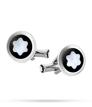 Запонки Montblanc нержавеющая сталь, перламутр, застежка зажим, разм  123810 Запонки Montblanc нержавеющая сталь, перламутр, застежка зажим, разм  123810
