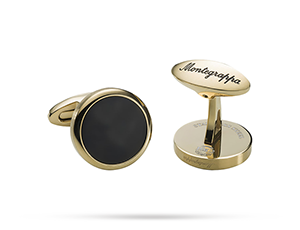 Запонки Montegrappa CLASSICO, круглые черные с позолотой  IDCCCLYB