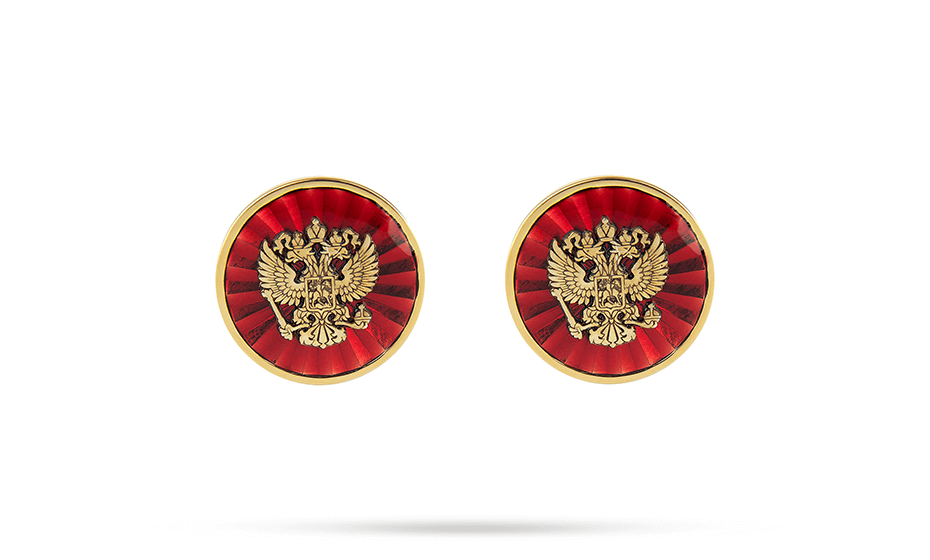 Запонки Россия Gourji круглые с гербом красные  ZZ-GRBR-S ZZ-GRBR-S 