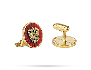Запонки Россия Gourji круглые с гербом красные  ZZ-GRBR-S
