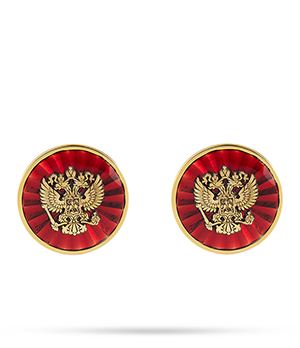 Запонки Россия Gourji круглые с гербом красные  ZZ-GRBR-S