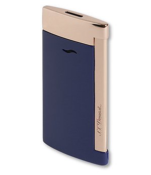 Зажигалка SLIM 7 роз позолота, S.T. Dupont розовая позолота, синий лак  27773