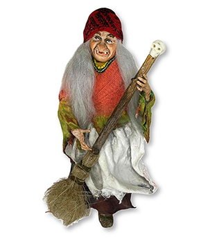 Ватная игрушка Новогодние игрушки Яга с метлой  ВИ83