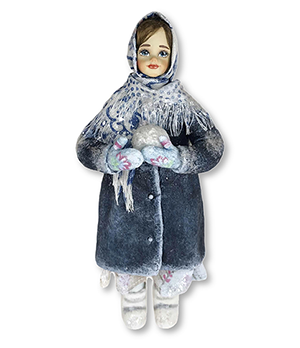 Ватная игрушка Новогодние игрушки Девочка со снежком  ВИ76