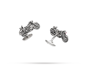 Запонки МОТОЦИКЛ Gourji серебро, рубин  ZZ-UR-SR