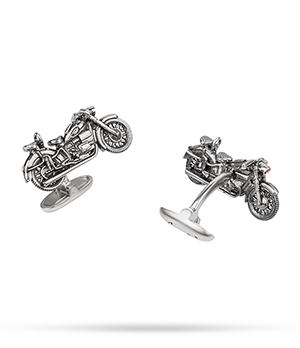 Запонки МОТОЦИКЛ Gourji серебро, рубин  ZZ-UR-SR