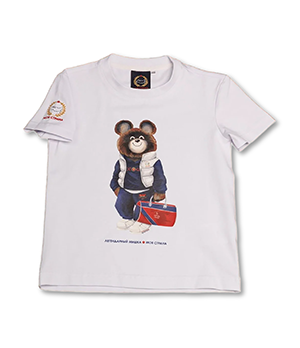Футболка Моя Страна Легендарный Мишка Спортсмен, белая 134  4440103/134