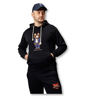 Худи муж Моя Страна Легендарный Мишка, 65% хлопок т-синий, 4XL  4940101/4XL