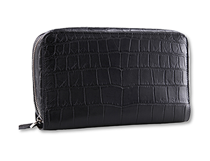 Клатч из кожи крокодила Kansory Kansory на 2-ух молниях черный  A0976B4