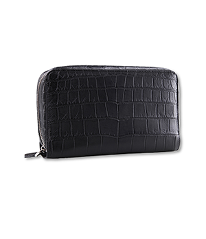 Клатч из кожи крокодила Kansory Kansory на 2-ух молниях черный  A0976B4