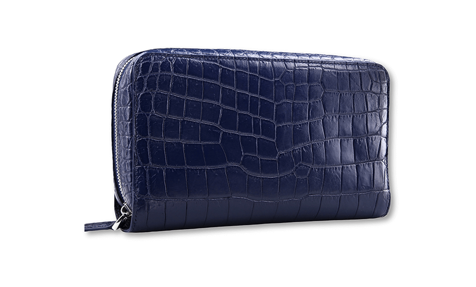 Клатч из кожи крокодила Kansory Kansory на 2-ух молниях темно-синий  A0976VC4 A0976VC4 