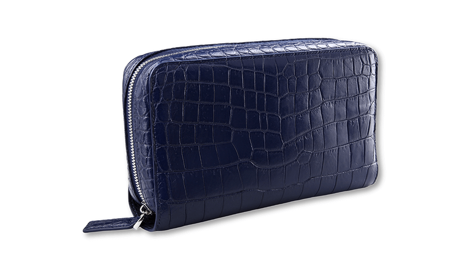 Клатч из кожи крокодила Kansory Kansory на 2-ух молниях темно-синий  A0976VC4 A0976VC4 