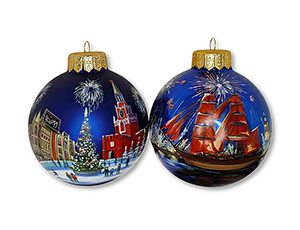 Набор из 2-х шаров Новогодние игрушки 100 мм 