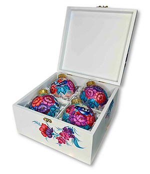 Набор из 4-х шаров Новогодние игрушки 100 мм 