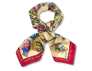 Платок Новогодние игрушки Gourji 135х175 шерсть 100% беж/красный  91245439