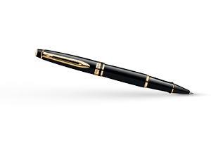 Чернильная ручка Waterman Expert Essential Black GT, позолота 23К, черный ла  S0951680