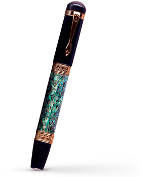 Перьевая ручка Ancora Ravenna, черная, золото 18К, мозаика, позолота  RAVENNA-FP