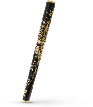 Перьевая ручка S.T. Dupont ювелирная латунь, позолота, черный лак с гравировк  141857