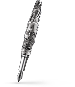 Перьевая ручка Caran d'Ache серебра 800 пробы, перо из золота 18К, торец колпа  5090-049