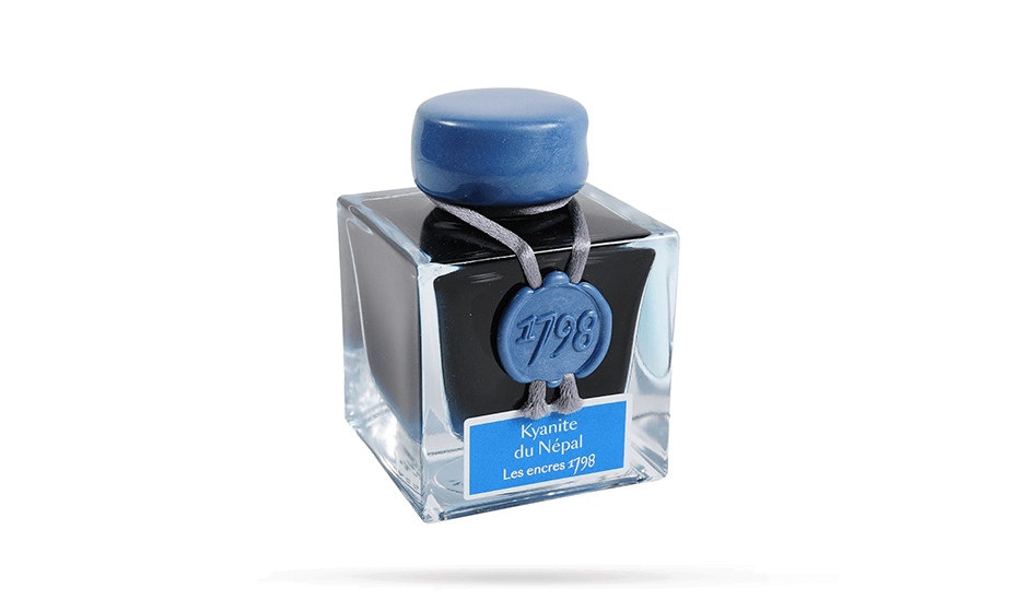 Чернила Herbin Prestige 1798, 50 мл,  Голубой с серебряными 
