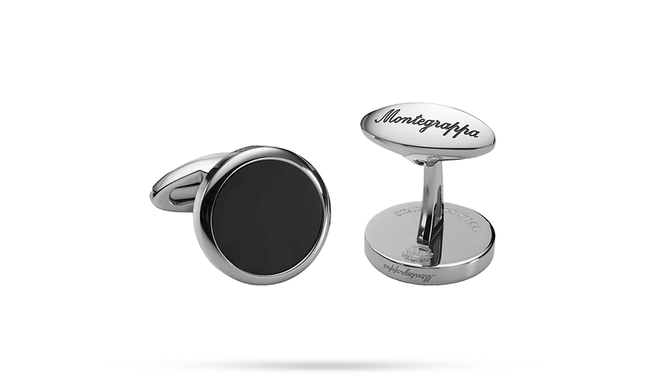 Запонки CLASSICO, круглые, IP покрытие gun metal, черная смо