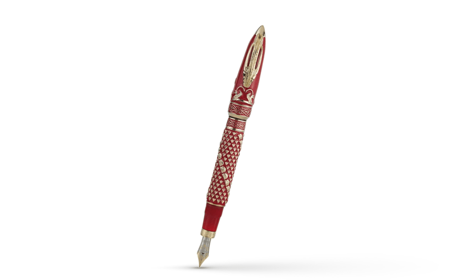 Перьевая ручка Visconti Golden man, палладий, серебро, красн