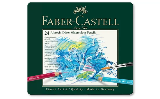 Набор акварельных карандашей Graf von Faber-Castell A.Durer — из карандашного рисунка в акварельный с помощью мокрой кисти